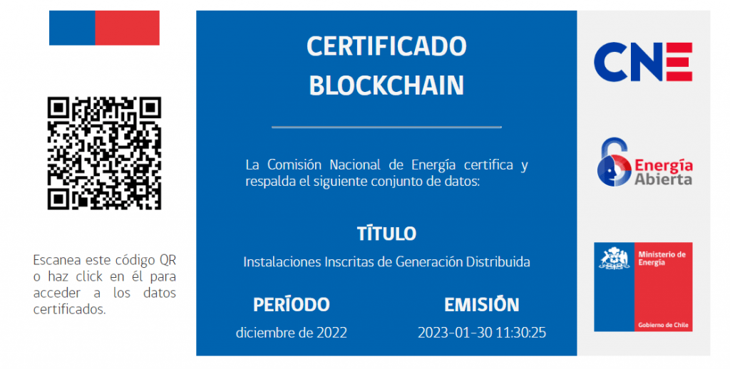 Certificado Blockchain Comision De Energia Chile Casos De Éxito